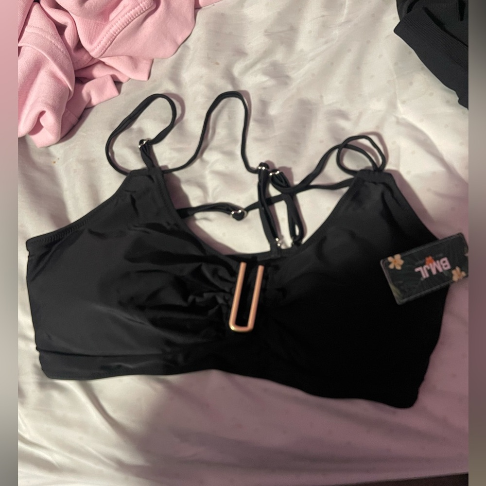 Black Bikini Top with Gold Accent